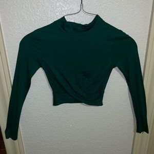 TopShop Cropped Deep Green Long Sleeve